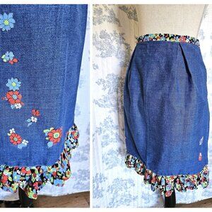 Vintage Apron With Ruffle Denim
